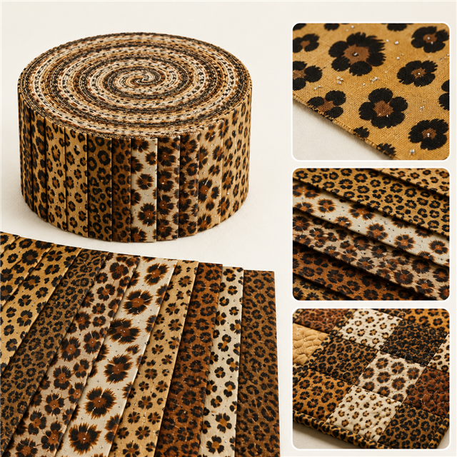 leopard series sliced fabric set (10 styles/set,each size:6.3*50cm(2-1/2*19.7