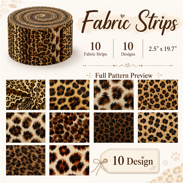 leopard series sliced fabric set (10 styles/set,each size:6.3*50cm(2-1/2*19.7