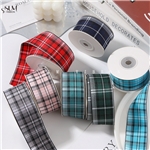 college style British grid woven ribbon