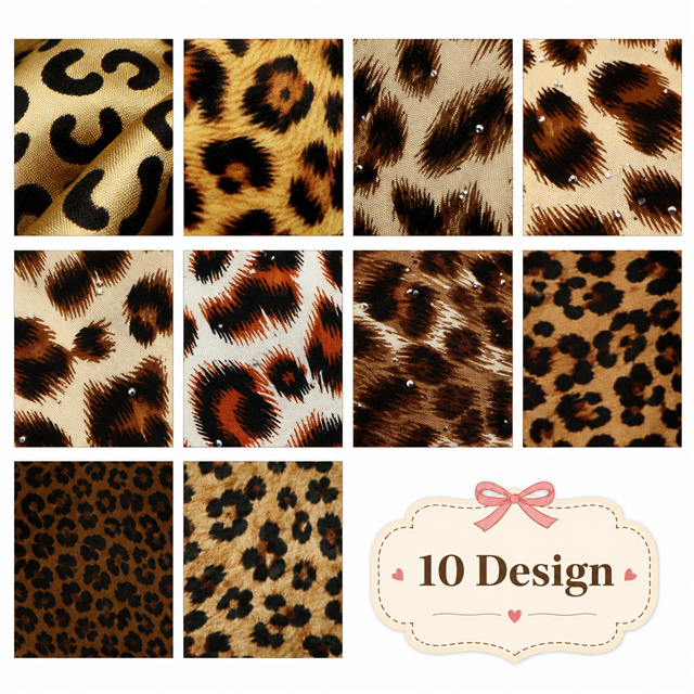 leopard series sliced fabric set (10 styles/set,each size:6.3*50cm(2-1/2*19.7