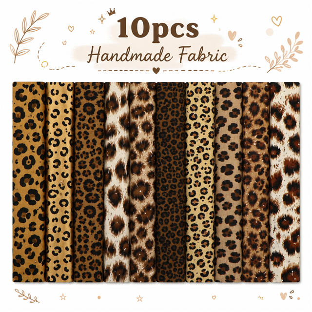 leopard series sliced fabric set (10 styles/set,each size:6.3*50cm(2-1/2*19.7
