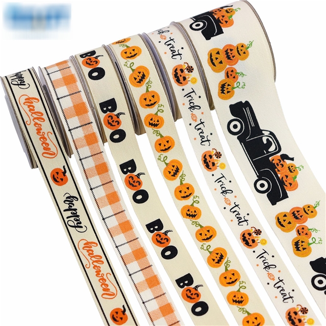 all cotton halloween woven ribbon