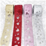 40mm mixed size heart hollow embossing ribbon