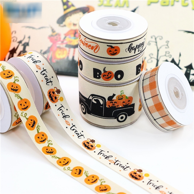 all cotton halloween woven ribbon