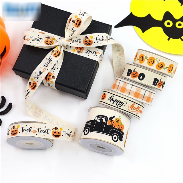 all cotton halloween woven ribbon
