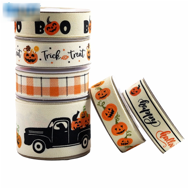 all cotton halloween woven ribbon