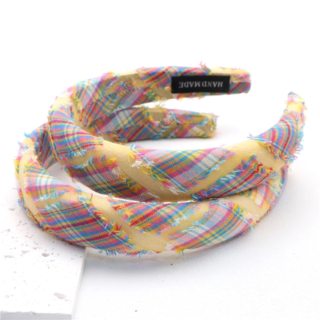 tassel fringed plaid high cranial hairband