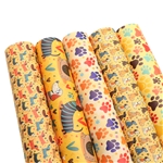 dog footprint series smooth self printed faux leather set (5 pcs/set)