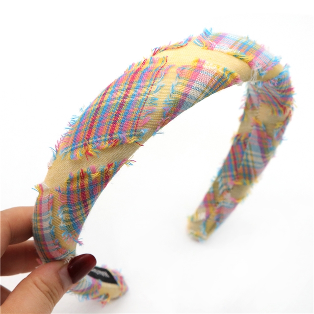 tassel fringed plaid high cranial hairband