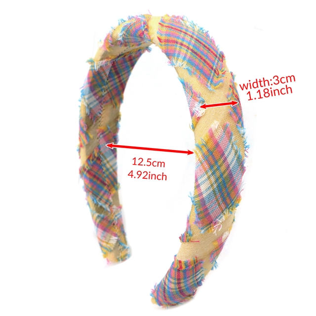 tassel fringed plaid high cranial hairband