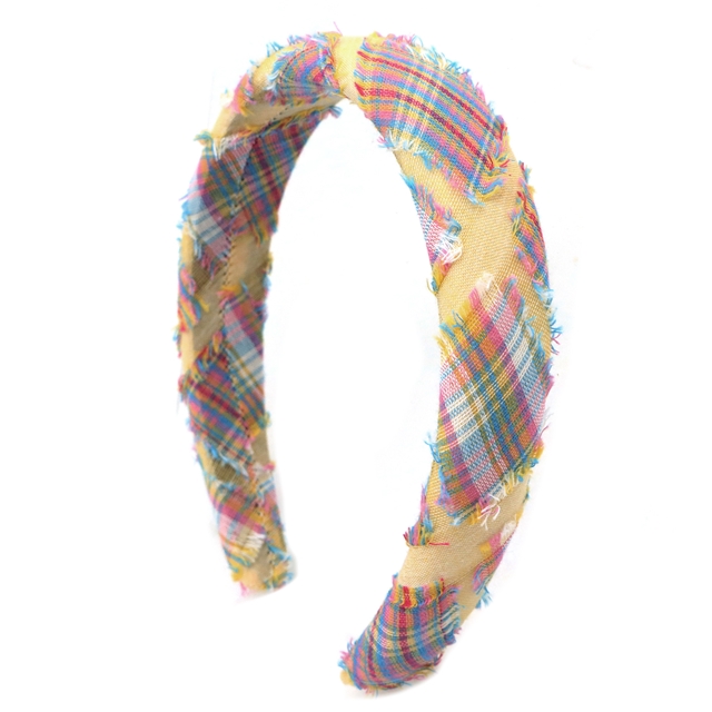 tassel fringed plaid high cranial hairband