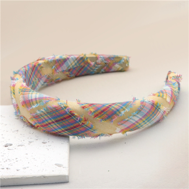 tassel fringed plaid high cranial hairband
