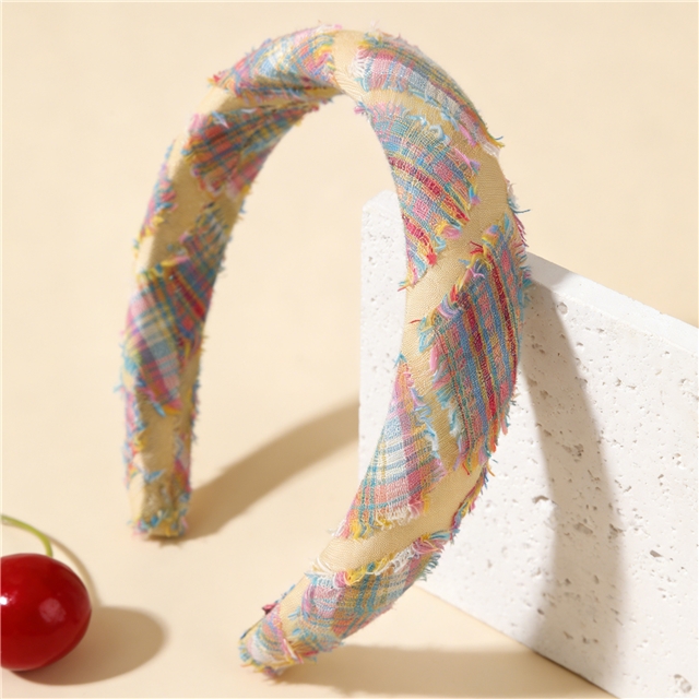 tassel fringed plaid high cranial hairband